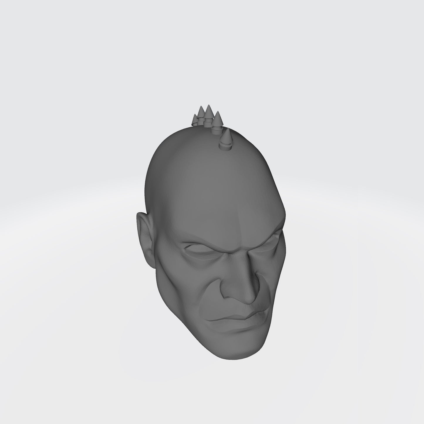 Warborn Battle Brother Head with Small Spike Studs Mohawk custom resin head sculpt compatible with McFarlane Toys 7-inch armored action figures.