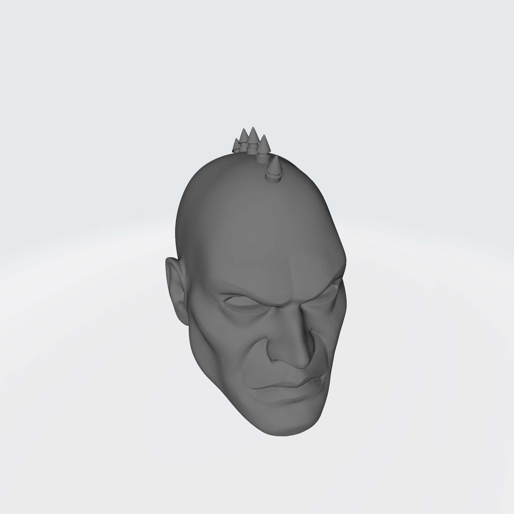 Warborn Battle Brother Head with Small Spike Studs Mohawk custom resin head sculpt compatible with McFarlane Toys 7-inch armored action figures.