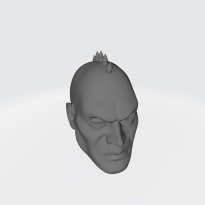 Warborn Battle Brother Head with Small Spike Studs Mohawk custom resin head sculpt compatible with McFarlane Toys 7-inch armored action figures.