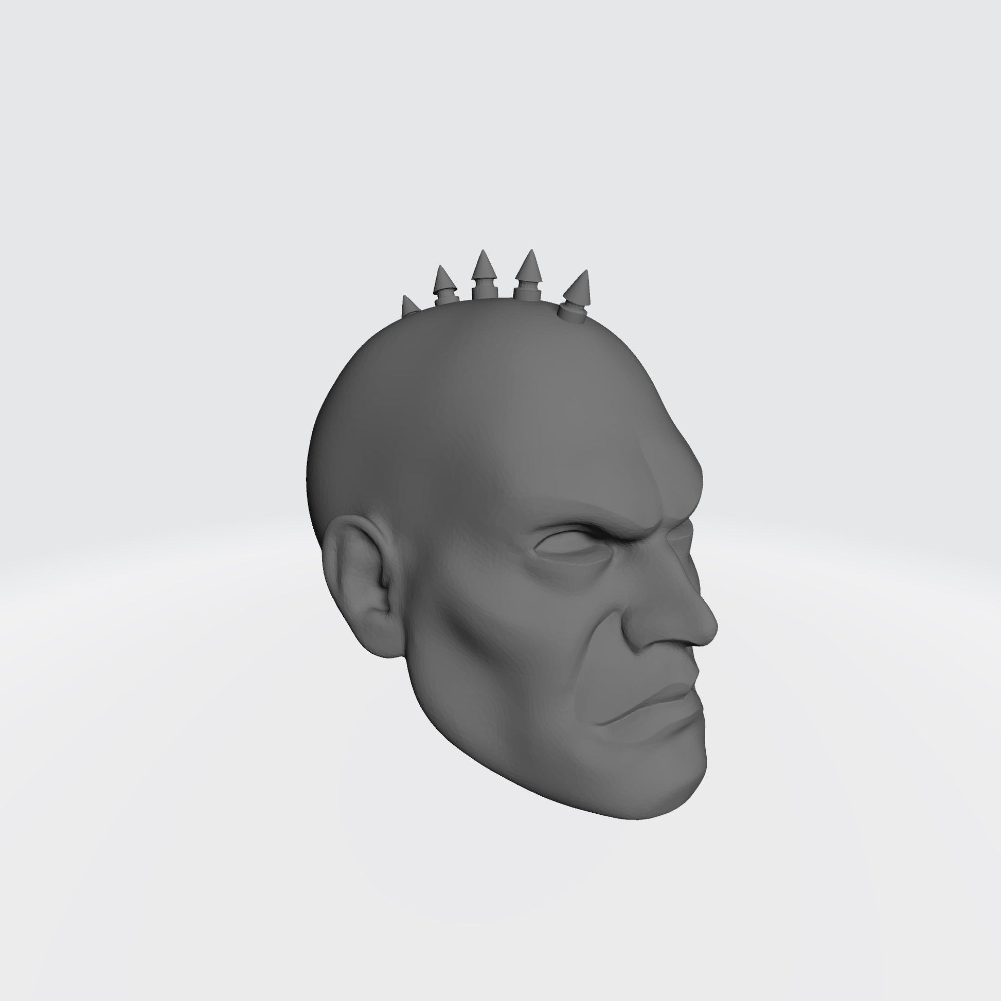 Warborn Battle Brother Head with Small Spike Studs Mohawk custom resin head sculpt compatible with McFarlane Toys 7-inch armored action figures.