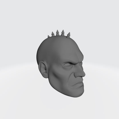 Warborn Battle Brother Head with Small Spike Studs Mohawk custom resin head sculpt compatible with McFarlane Toys 7-inch armored action figures.