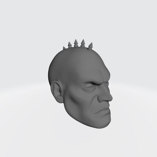 Warborn Battle Brother Head with Small Spike Studs Mohawk custom resin head sculpt compatible with McFarlane Toys 7-inch armored action figures.