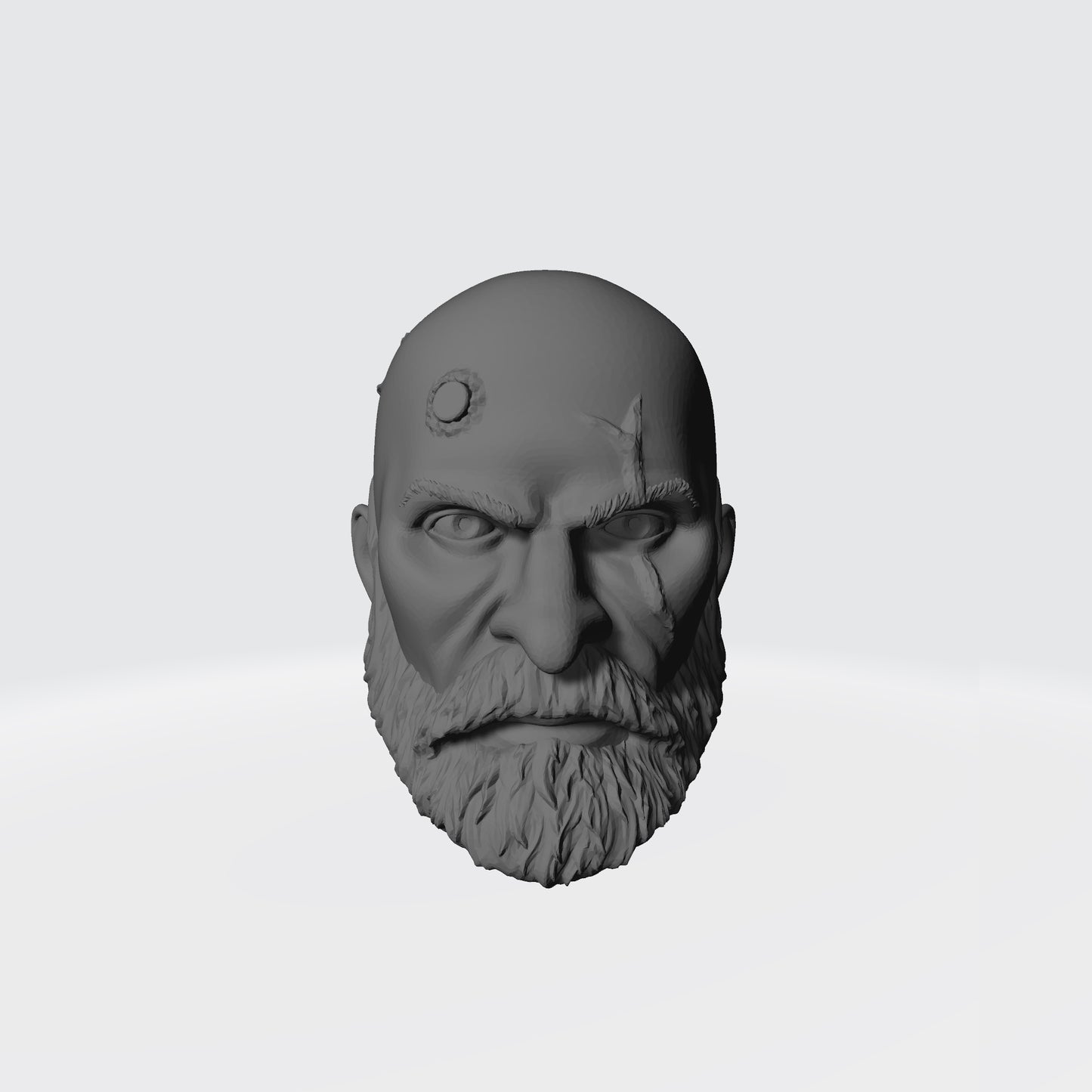 Wolf Guard Warrior Order Bare Head Bald with Scars and Service Studs on Right Side custom resin head sculpt compatible with McFarlane Toys 7-inch armored action figures.