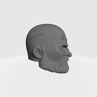 Wolf Guard Warrior Order Bare Head Bald with Scars and Service Studs on Right Side custom resin head sculpt compatible with McFarlane Toys 7-inch armored action figures.
