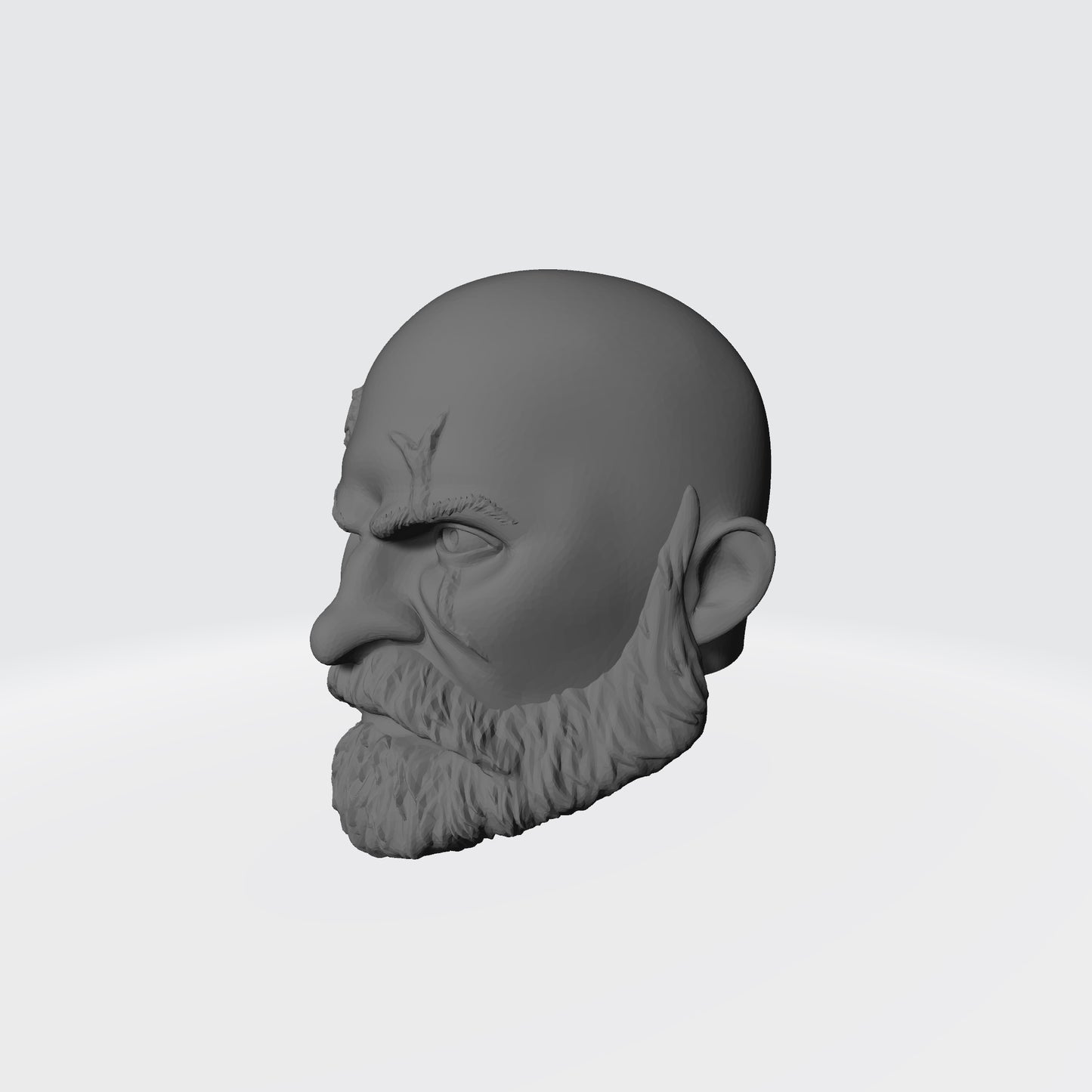 Wolf Guard Warrior Order Bare Head Bald with Scars and Service Studs on Right Side custom resin head sculpt compatible with McFarlane Toys 7-inch armored action figures.