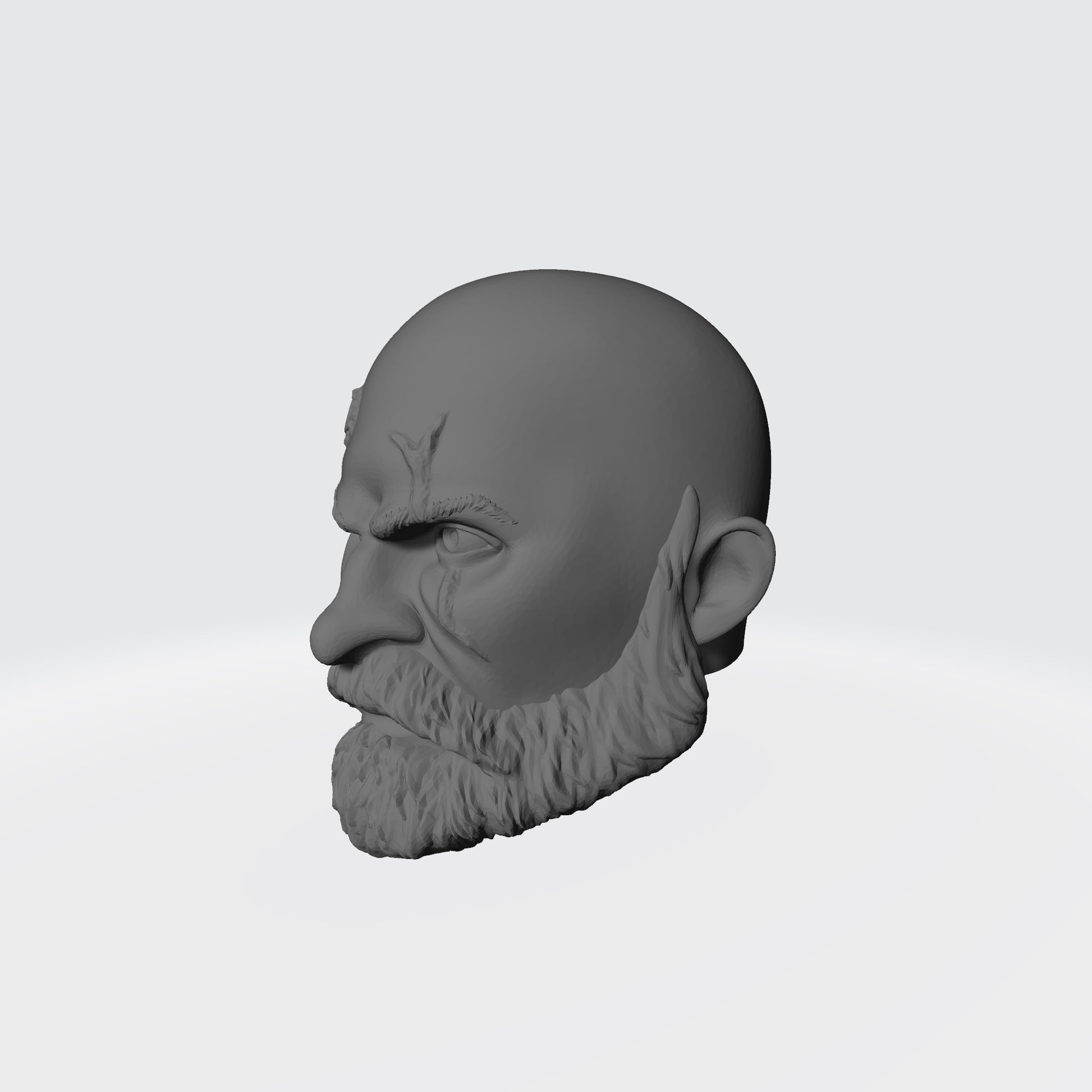 Wolf Guard Warrior Order Bare Head Bald with Scars and Service Studs on Right Side custom resin head sculpt compatible with McFarlane Toys 7-inch armored action figures.