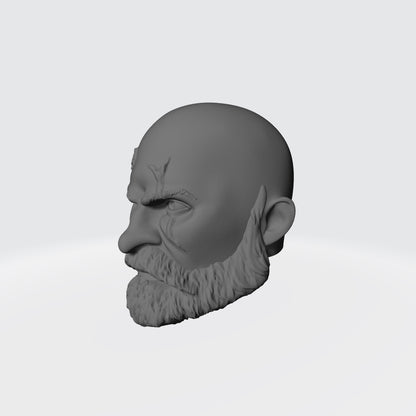 Wolf Guard Warrior Order Bare Head Bald with Scars and Service Studs on Right Side custom resin head sculpt compatible with McFarlane Toys 7-inch armored action figures.