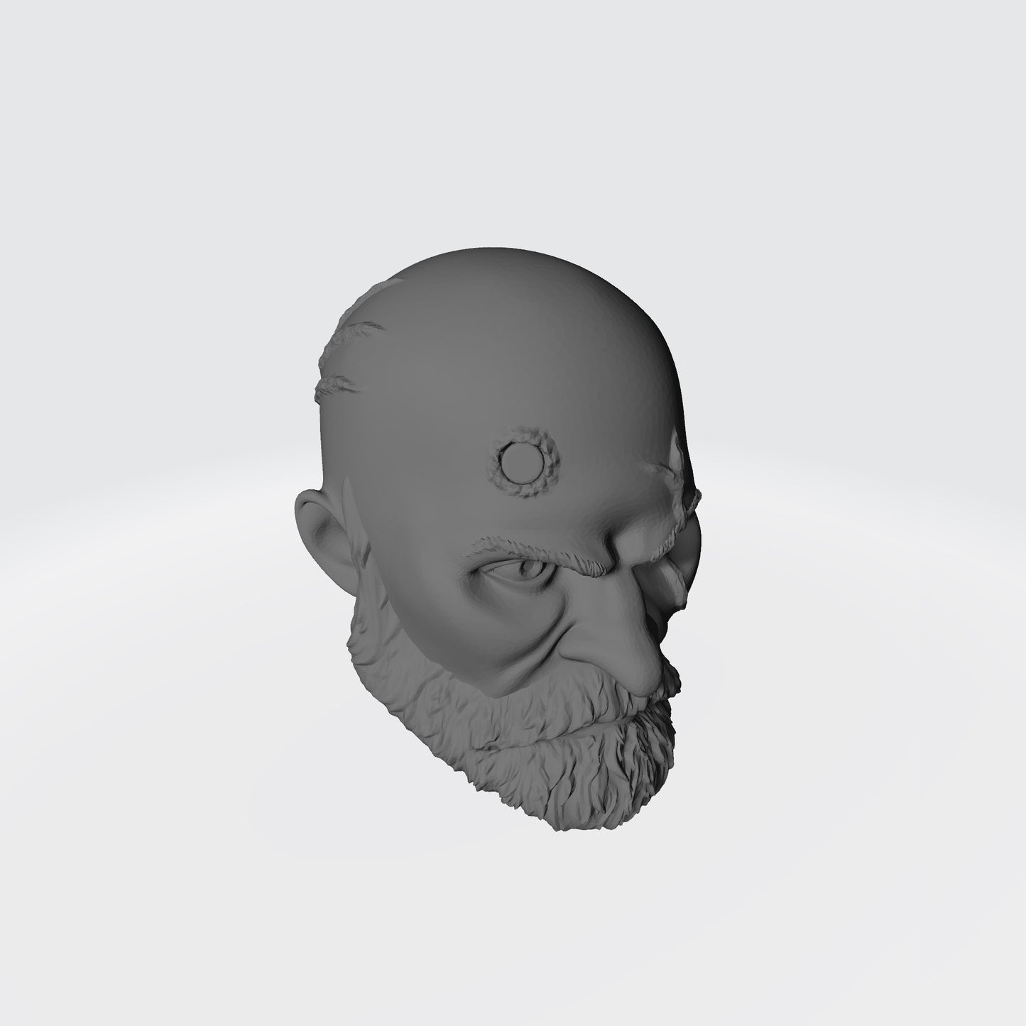 Wolf Guard Warrior Order Bare Head Bald with Scars and Service Studs on Right Side custom resin head sculpt compatible with McFarlane Toys 7-inch armored action figures.