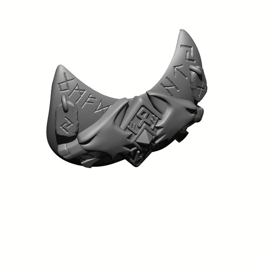 Wolf Guard Warrior Order chest armor decal with two wolf heads runes and talismans custom resin accessory compatible with McFarlane 1:12 scale figures