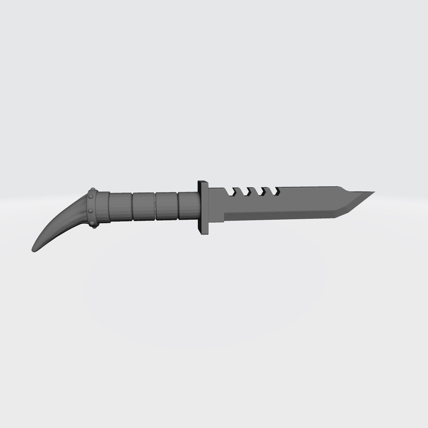Custom resin Wolf Warrior Order combat knife with optional sheath compatible with McFarlane Toys 7-inch 1:12 scale armored action figures.