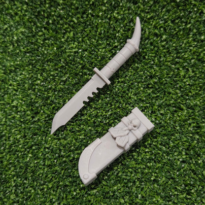 Wolf Warrior Order Combat Knife with Optional Sheath Compatible with McFarlane Toys 1:12 Scale Armored Action Figures Custom Resin Weapon
