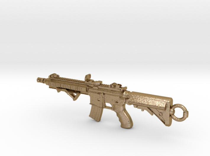 Assault Rifle Gun Pendant Necklace with Loop 77 mm 3d printed
