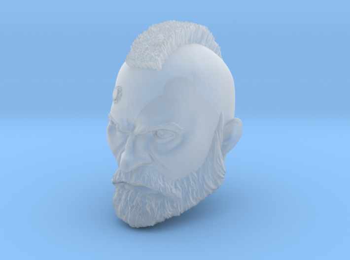 Grizzled Veteran Warrior Head with Service Studs, Mohawk, and Beard custom resin head sculpt compatible with McFarlane Toys 7-inch armored action figures.