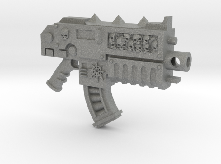 Traitor Warrior Order combat rifle with skull inlay and curved magazine compatible with McFarlane Toys 7-inch armored action figures