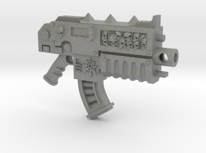 Traitor Warrior Order combat rifle with skull inlay and curved magazine compatible with McFarlane Toys 7-inch armored action figures
