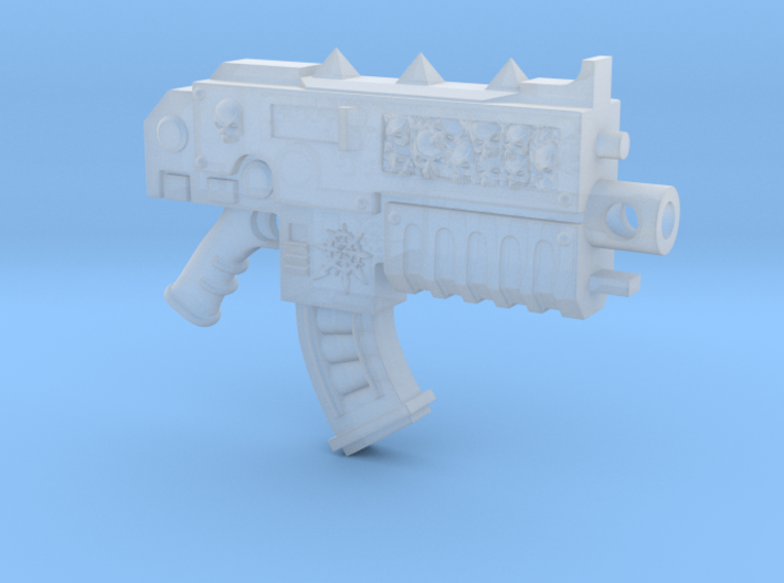 Traitor Warrior Order combat rifle with skull inlay and curved magazine compatible with McFarlane Toys 7-inch armored action figures