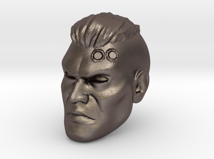 Veteran Sergeant Head with Crew Cut and Two Service Studs Over Left Eye custom resin head sculpt compatible with McFarlane Toys 7-inch armored action figures.