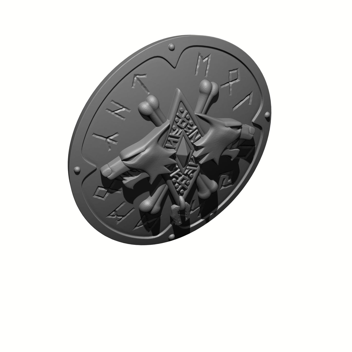 Wolf Guard Warrior Order Double Wolf Round Shield with Runes compatible with McFarlane Toys 7-inch armored action figures