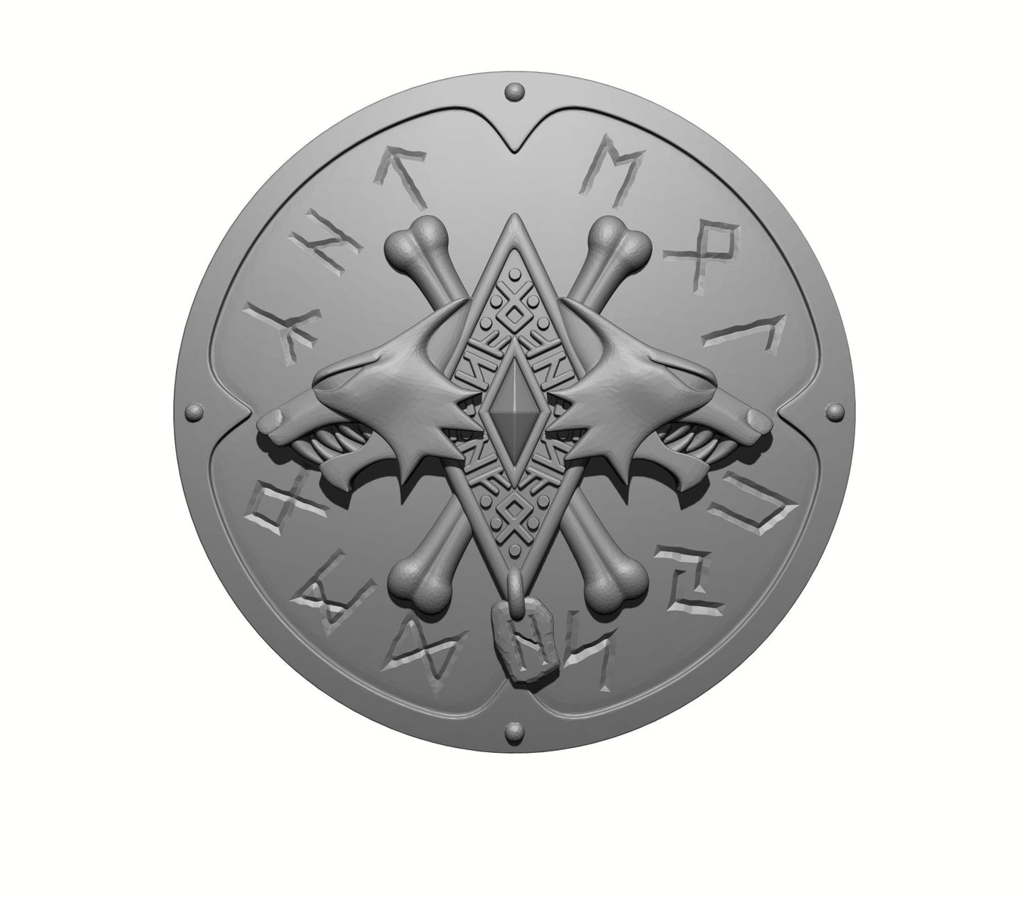 Wolf Guard Warrior Order Double Wolf Round Shield with Runes compatible with McFarlane Toys 7-inch armored action figures